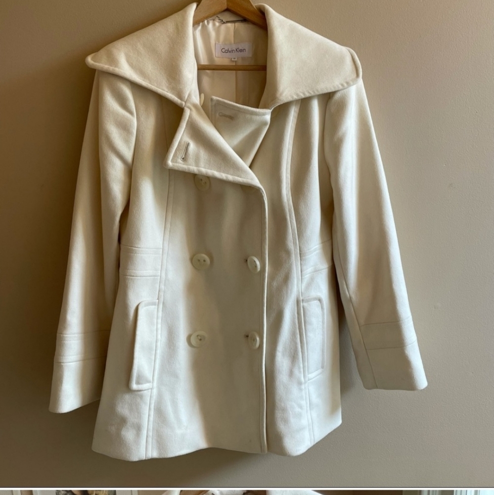 Calvin Klein white pea coat SIZE 10